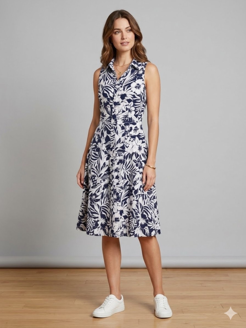 Leslie Fay Black and White Floral Halter Sundress